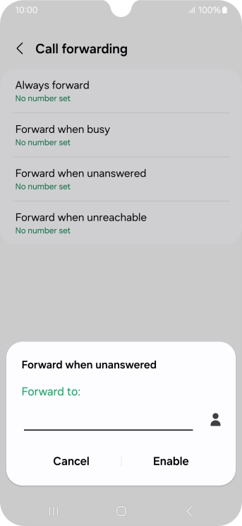 Key in +447953222222 and press Enable. Key in +447953222222 and press Enable.