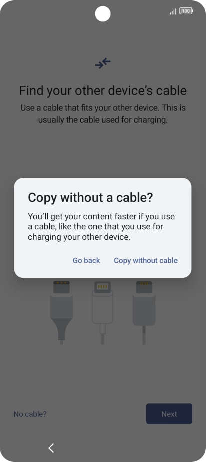 Press Copy without cable. Press Copy without cable.