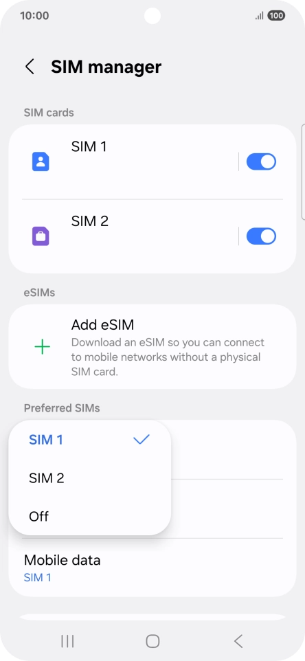 Press the required setting. Press the required setting.