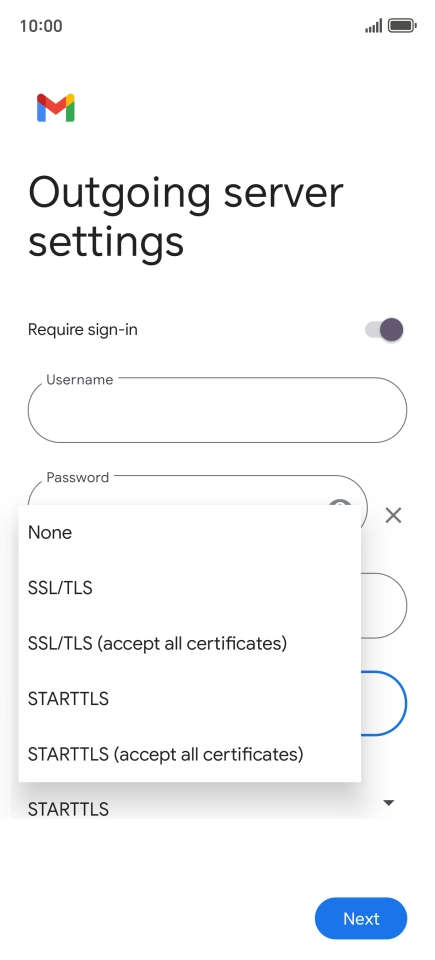 Press SSL/TLS. Press SSL/TLS.