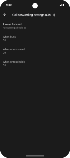 Press the required divert type. Press the required divert type.