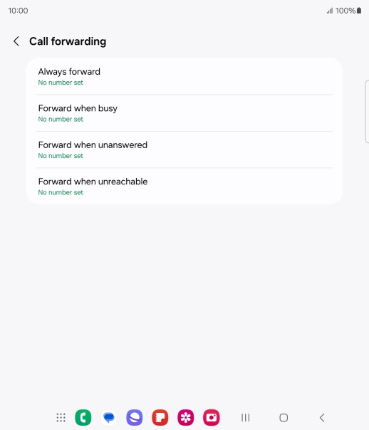 Press the required divert type. Press the required divert type.