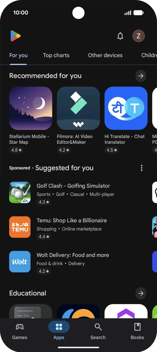 Press the profile icon. Press the profile icon.