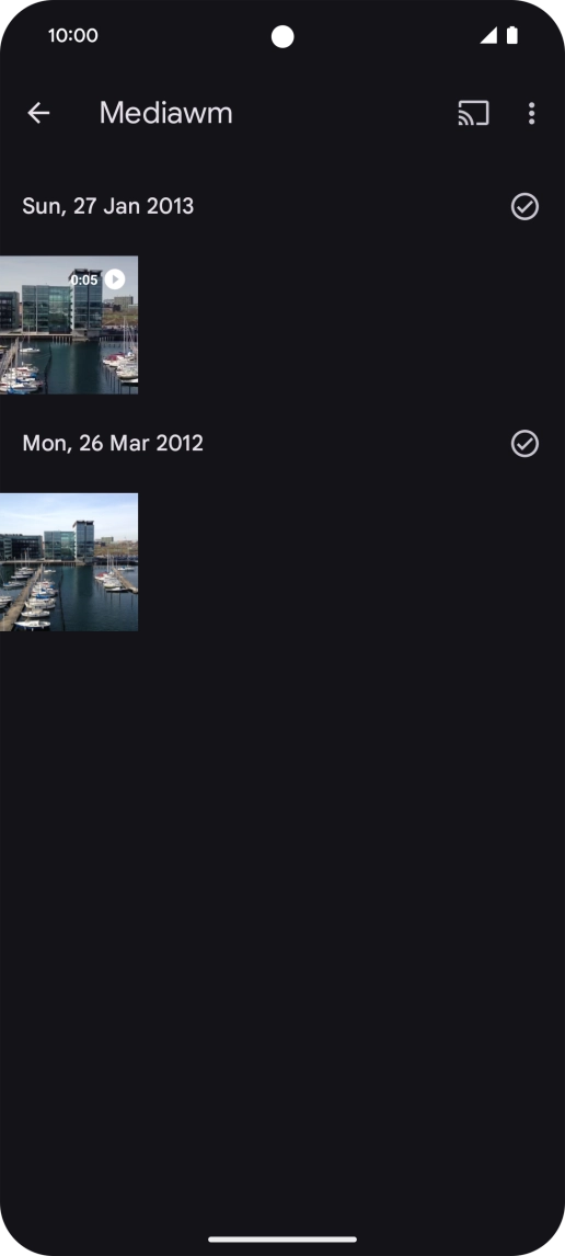 Press and hold any picture or video clip. Press and hold any picture or video clip.