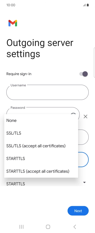 Press SSL/TLS. Press SSL/TLS.