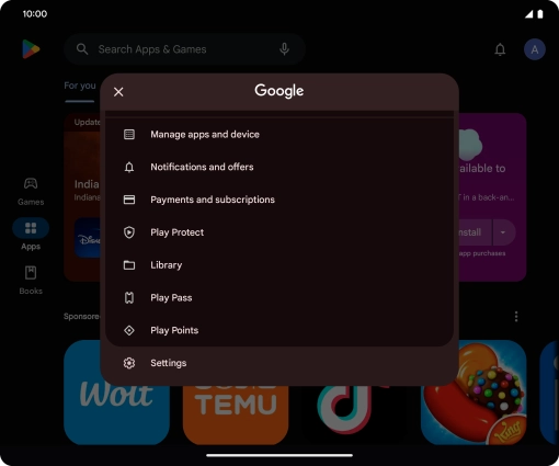 Press Manage apps and device. Press Manage apps and device.