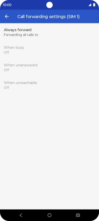 Press the required divert type. Press the required divert type.