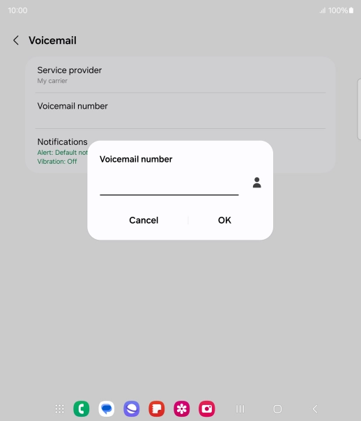 Key in +447953222222 and press OK. Key in +447953222222 and press OK.
