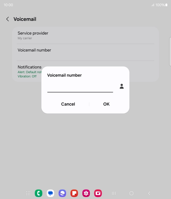 Key in +447953222222 and press OK. Key in +447953222222 and press OK.