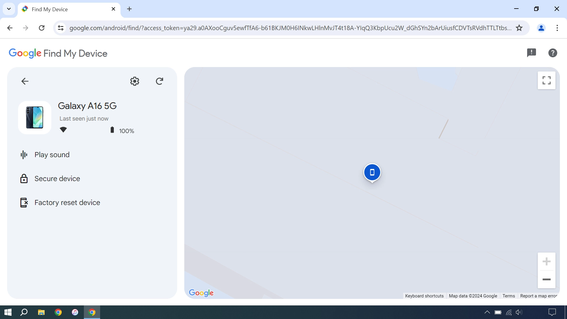 Your phone's latest position is displayed on the map. Your phone's latest position is displayed on the map.