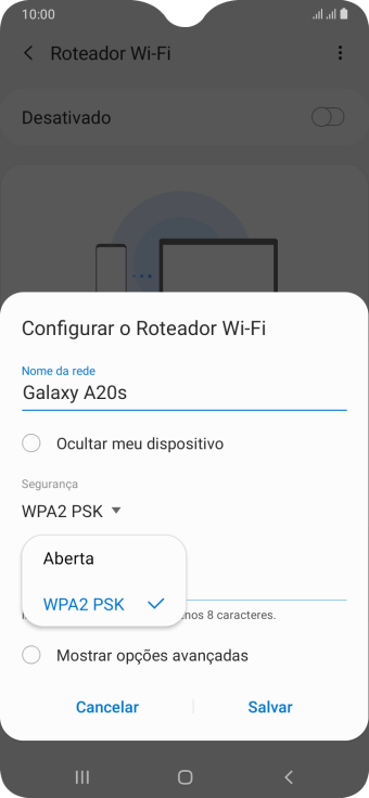 Pressione WPA2 PSK para proteger seu Roteador Wi-Fi com uma senha. Pressione WPA2 PSK para proteger seu Roteador Wi-Fi com uma senha.
