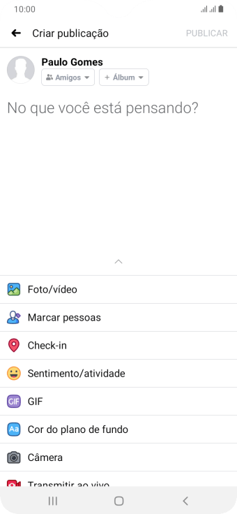 Pressione o campo de escrever, e digite a atualização desejada. Pressione o campo de escrever, e digite a atualização desejada.