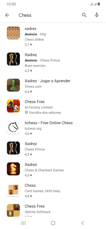Pressione o app desejado. Pressione o app desejado.