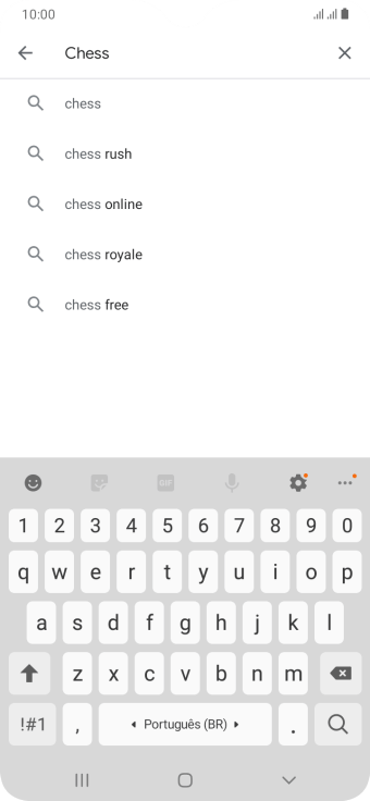 Insira o nome ou assunto do app desejado, e pressione o ícone de busca. Insira o nome ou assunto do app desejado, e pressione o ícone de busca.