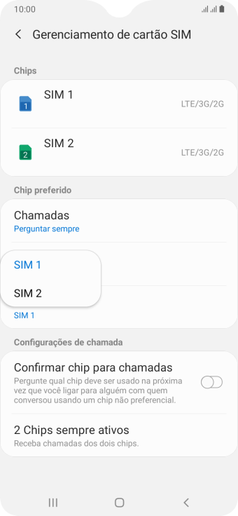 Pressione o chip desejado. Pressione o chip desejado.