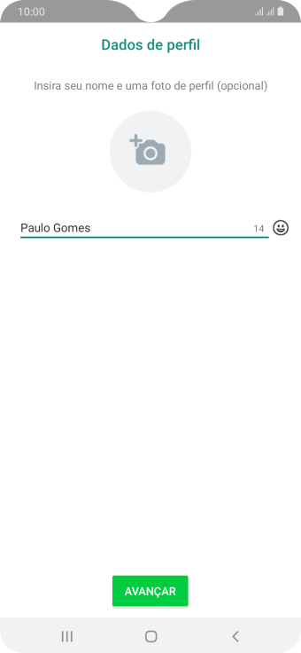 Digite o nome do usuário, e pressione AVANÇAR. Digite o nome do usuário, e pressione AVANÇAR.