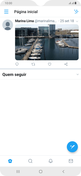 Pressione o ícone de novo tweet. Pressione o ícone de novo tweet.