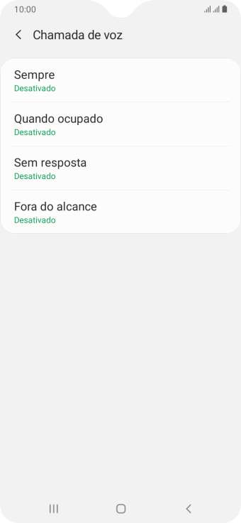 Pressione o tipo de encaminhamento desejado. Pressione o tipo de encaminhamento desejado.