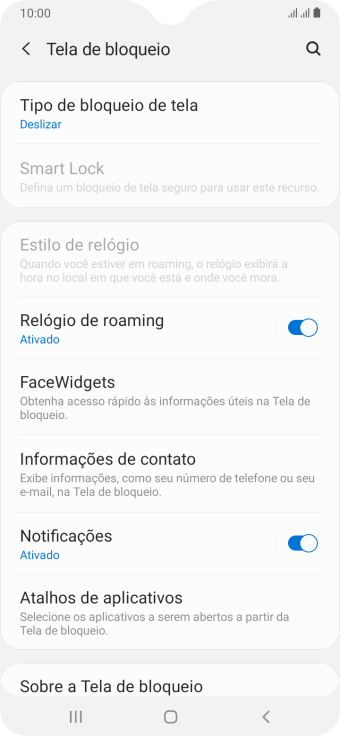 Pressione Tipo de bloqueio de tela. Pressione Tipo de bloqueio de tela.
