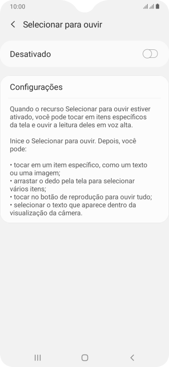 Pressione o indicador para ativar a função. Pressione o indicador para ativar a função.