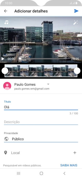 Escreva o texto desejado, e pressione o ícone de upload. Escreva o texto desejado, e pressione o ícone de upload.