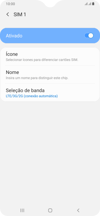 Pressione o indicador para ativar ou desativar o TIMchip. Pressione o indicador para ativar ou desativar o TIMchip.