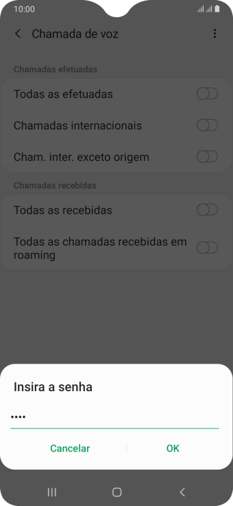 Digite sua senha de bloqueio, e pressione OK. Digite sua senha de bloqueio, e pressione OK.