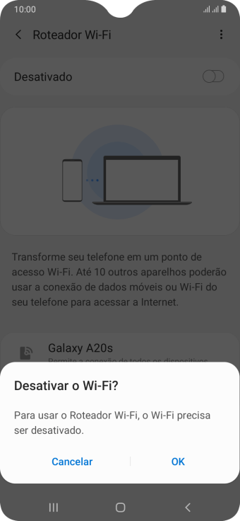 Se o Wi-Fi estiver ativado você deve pressionar OK. Se o Wi-Fi estiver ativado você deve pressionar OK.