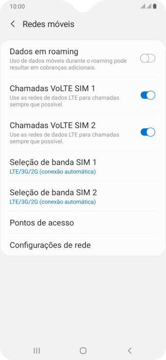 Pressione Seleção de banda ‹SIM›. Pressione Seleção de banda ‹SIM›.