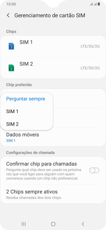 Pressione a configuração desejada. Pressione a configuração desejada.