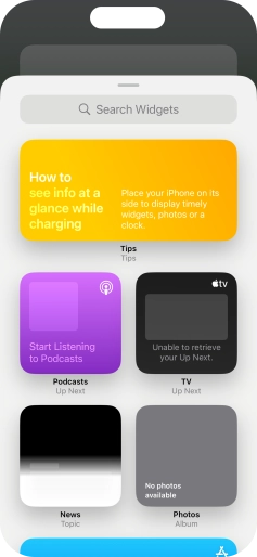 Press the required widget. Press the required widget.