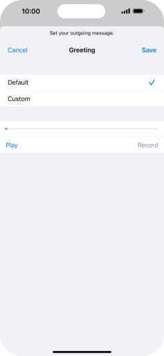 Press Default to select the default greeting. Press Default to select the default greeting.