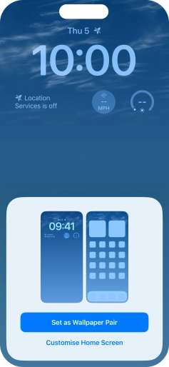 To use the same colour theme on the home screen, press Set as Wallpaper Pair. To use the same colour theme on the home screen, press Set as Wallpaper Pair.