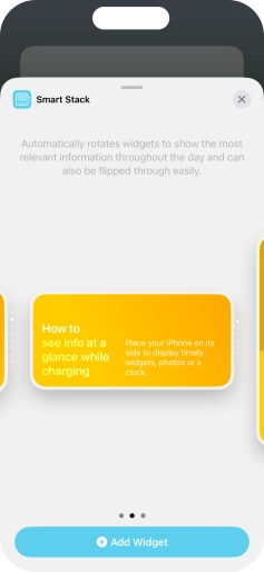 Slide your finger right or left on the screen to select the required widget size. Slide your finger right or left on the screen to select the required widget size.
