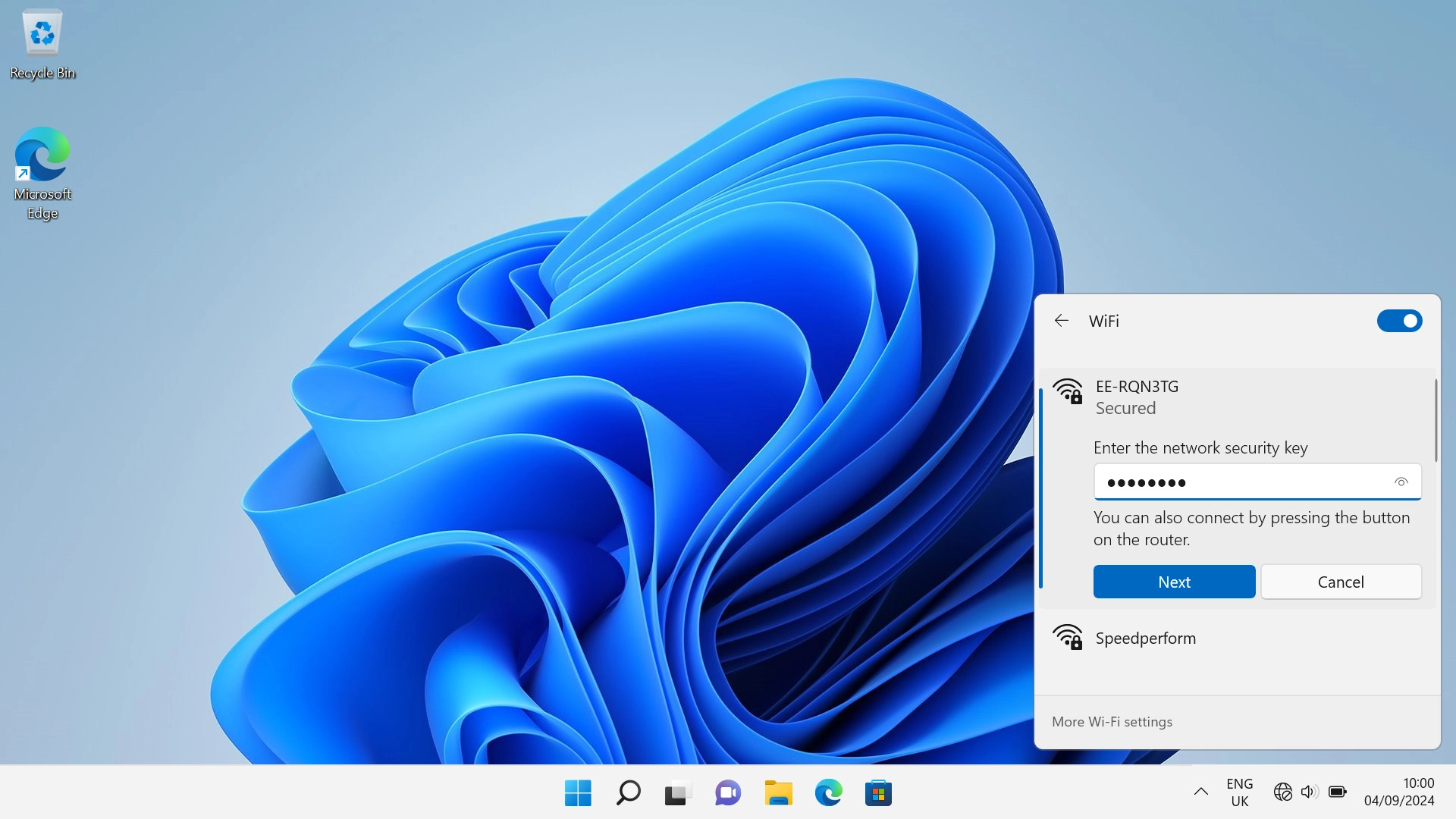 Key in the password for your Wi-Fi hotspot and click Next. Key in the password for your Wi-Fi hotspot and click Next.