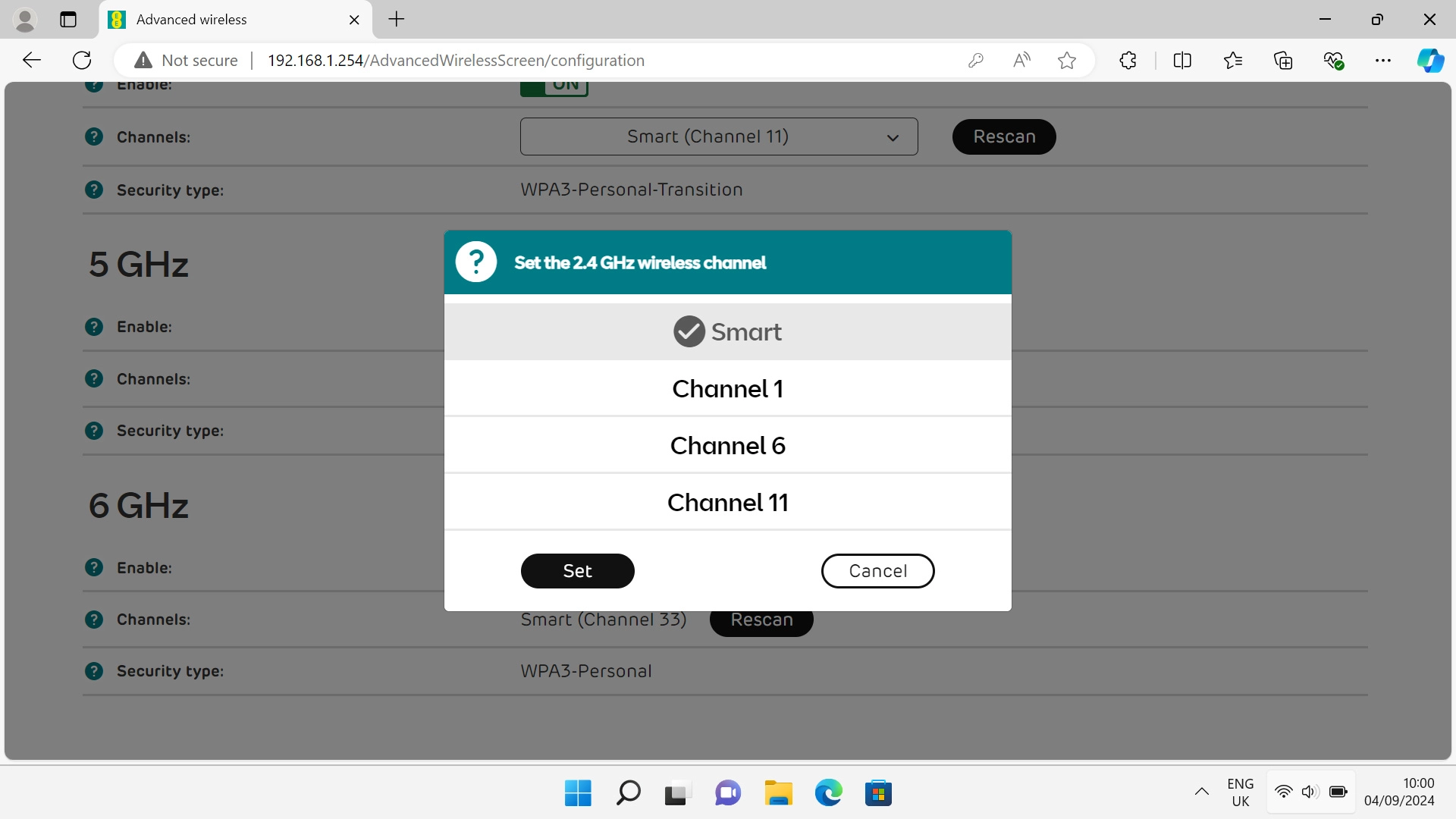 Click the required channel. Click the required channel.