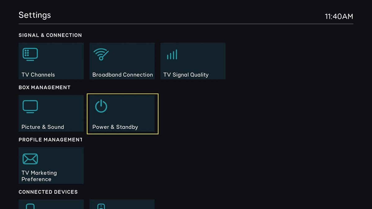 Highlight Power & Standby. Highlight Power & Standby.
