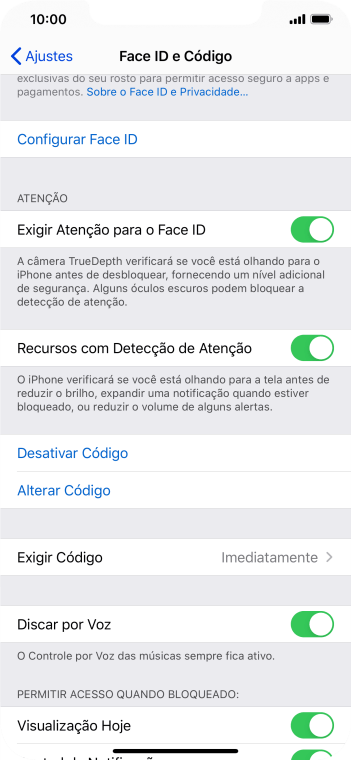 Pressione Desativar Código, e digite o código de bloqueio do celular. Pressione Desativar Código, e digite o código de bloqueio do celular.