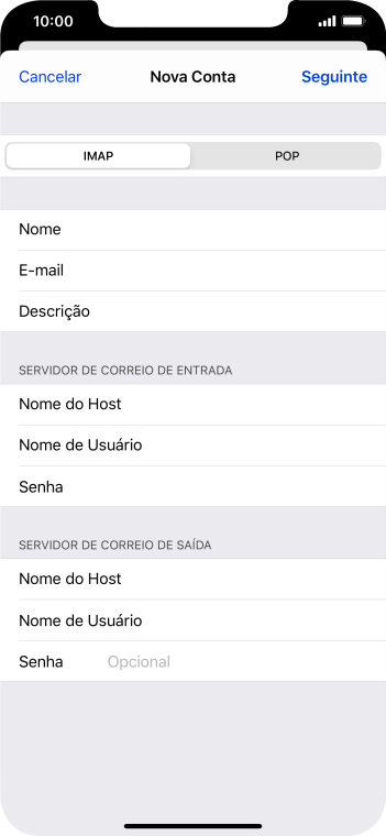 Pressione Senha e digite a senha da sua conta e-mail. Pressione Senha e digite a senha da sua conta e-mail.