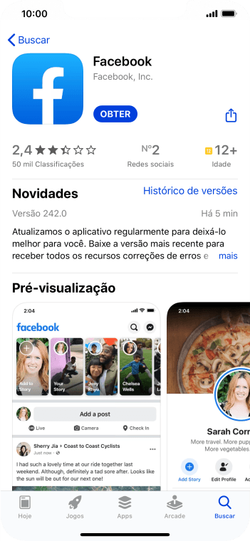 Pressione OBTER, e siga as indicações da tela para instalar o app. Pressione OBTER, e siga as indicações da tela para instalar o app.