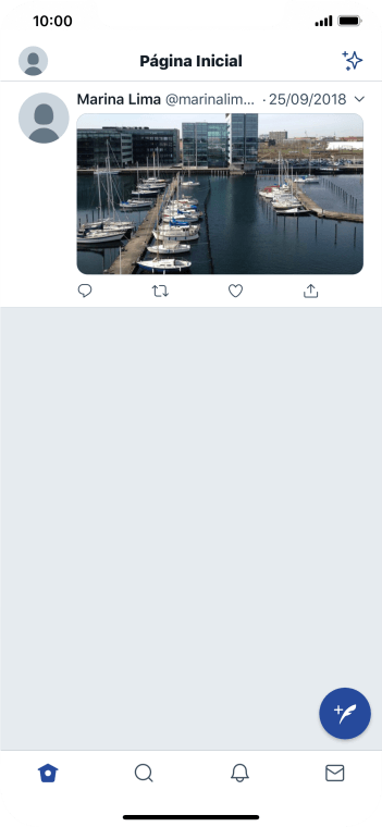 Pressione o ícone de novo tweet. Pressione o ícone de novo tweet.
