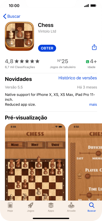Pressione OBTER, e siga as indicações da tela para instalar o app. Pressione OBTER, e siga as indicações da tela para instalar o app.