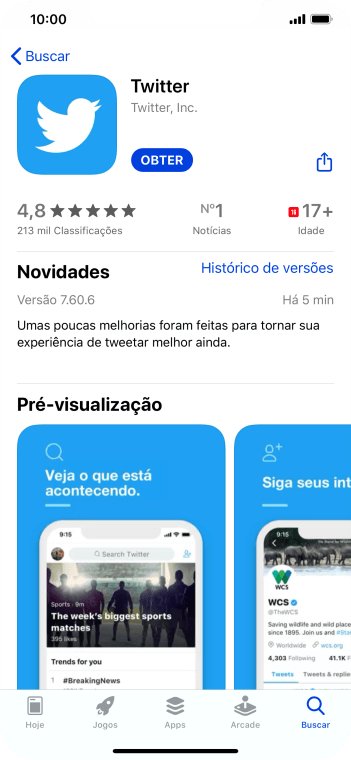 Pressione OBTER, e siga as indicações da tela para instalar o app. Pressione OBTER, e siga as indicações da tela para instalar o app.