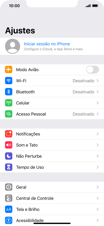 Pressione Iniciar sessão no iPhone. Pressione Iniciar sessão no iPhone.