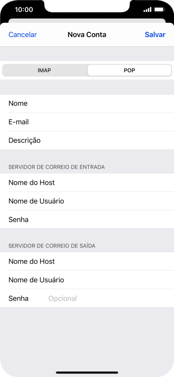 Pressione Senha e digite a senha da sua conta e-mail. Pressione Senha e digite a senha da sua conta e-mail.