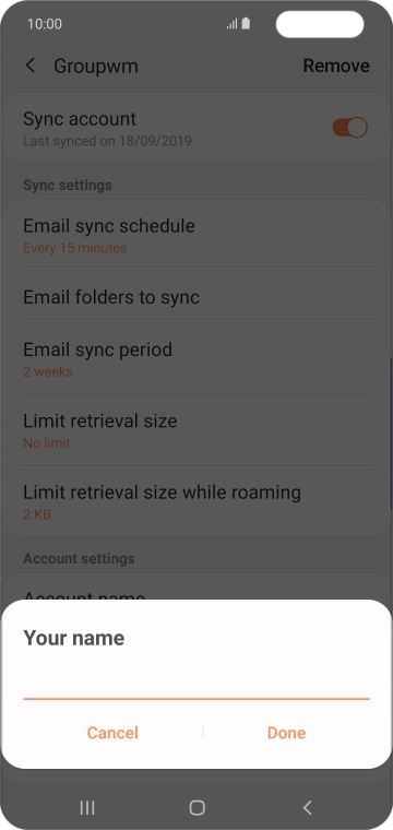 Key in the required sender name and press Done. Key in the required sender name and press Done.