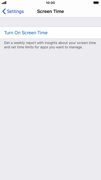 Press Turn On Screen Time. Press Turn On Screen Time.