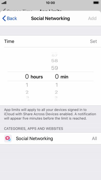 Set the required time limit for use of the selected category. Set the required time limit for use of the selected category.