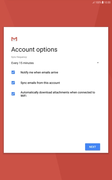 If this screen is displayed, you email account has been recognised and set up automatically. Follow the instructions on the screen to key in more information and finish setting up your tablet. If this screen is displayed, you email account has been recognised and set up automatically. Follow the instructions on the screen to key in more information and finish setting up your tablet.