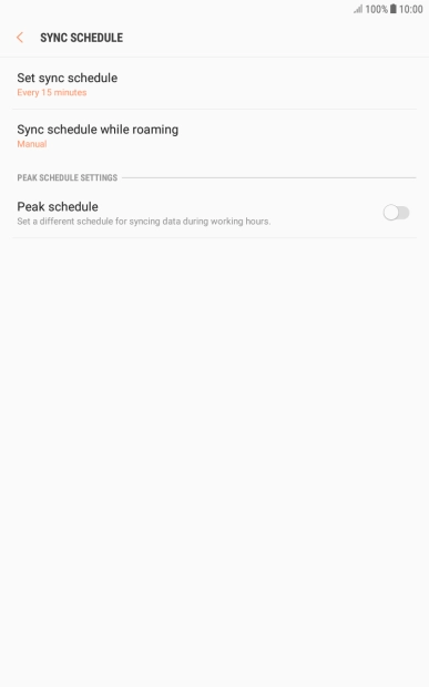 Press Set sync schedule. Press Set sync schedule.